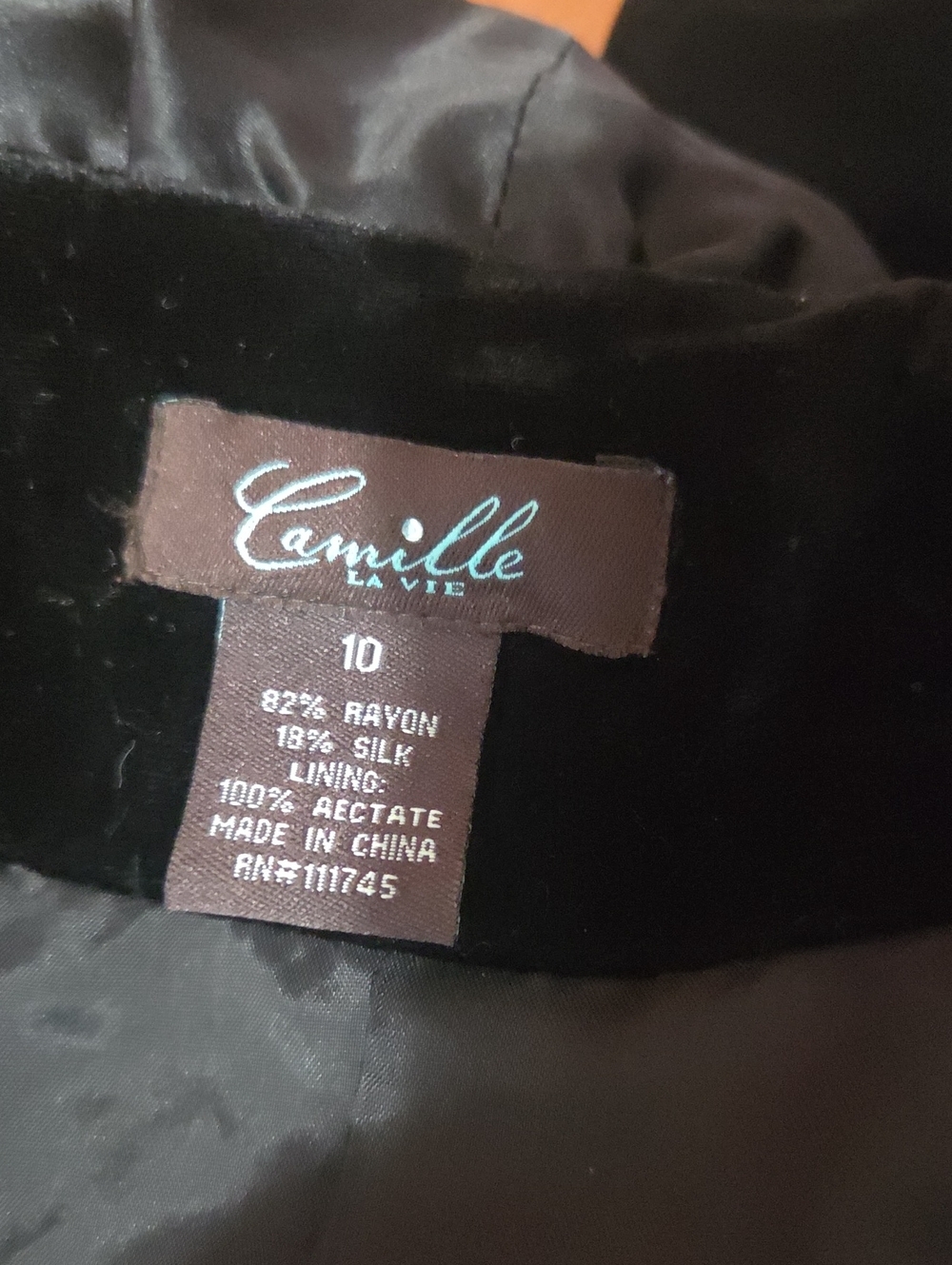 Camille La Vie Black Velvet And Silk Ruffle Jacket Womens Size 10 - Picture 6 of 7